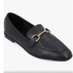 NWT a new day black Laurel flat leather shoes size 12W.